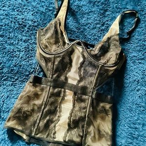 Victoria Secret Very Sexy Black Lace Lingerie Corset Top Size Small